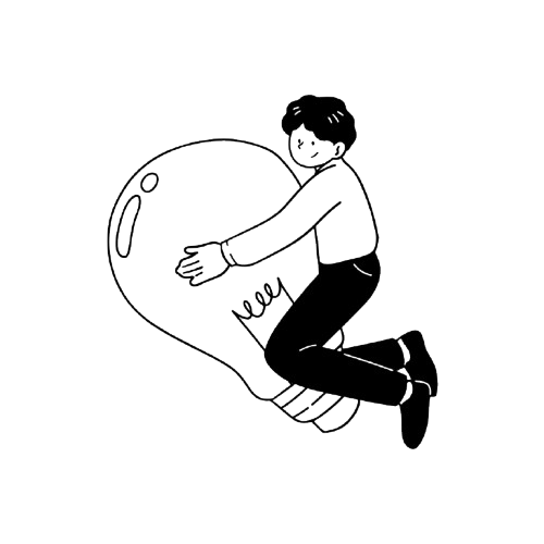 A visual of a person over a bulb depecting content ideass